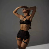 Elegant & Seductive Embroidered Floral Mesh Nightwear Set